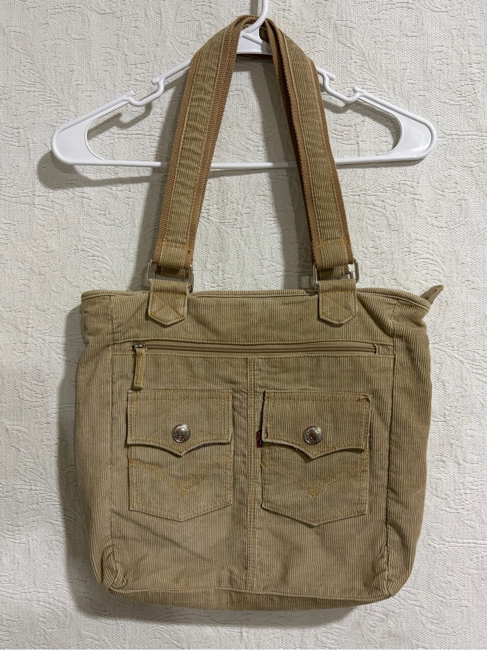 90's Y2K Levi's Jeans Beige Corduroy Tote Purse Bag Red Tag VTG